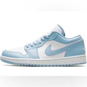 Women’s Nike Air Jordan 1 low  white and Ice Blue.   New in box